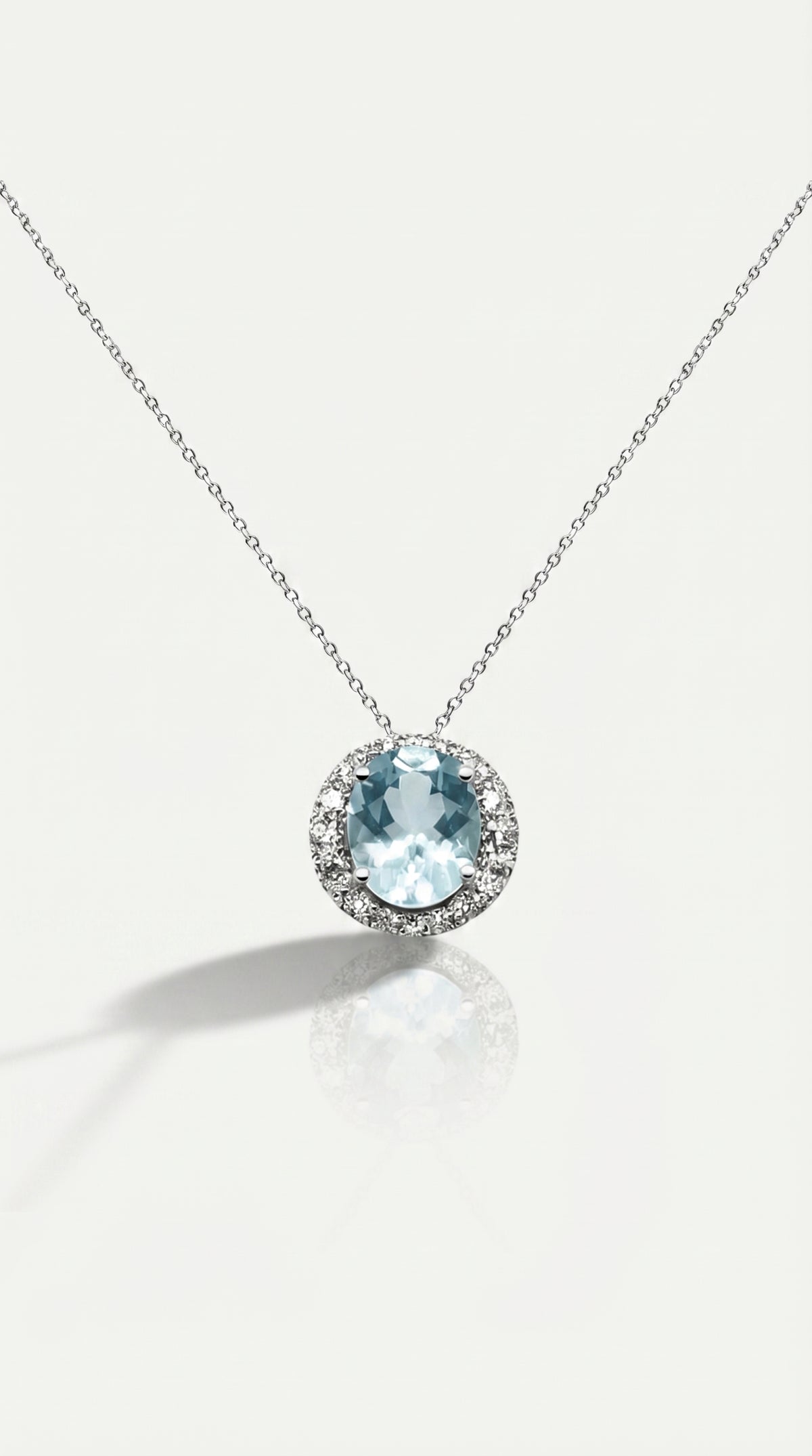Classic - Aquamarine Halo Pendant — Levendi Jewellers