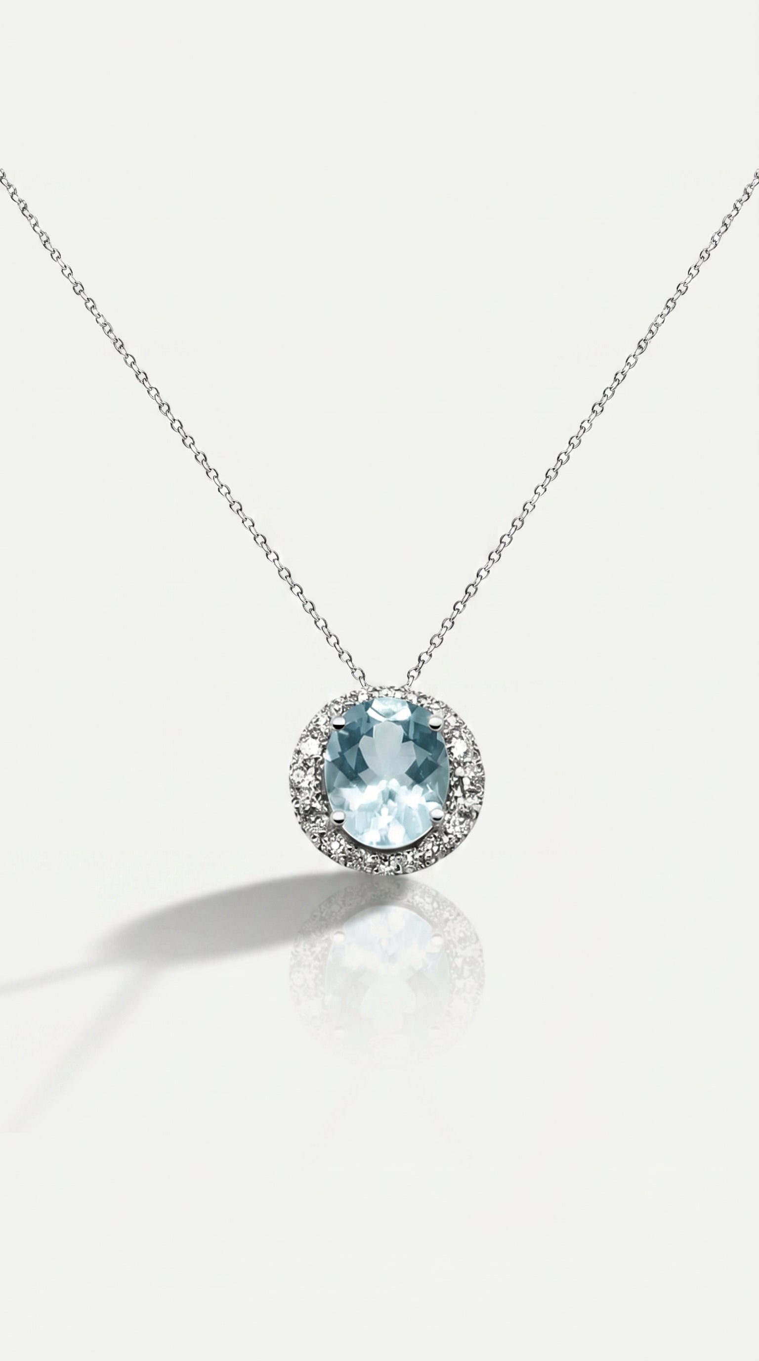 Classic - Aquamarine Halo Pendant