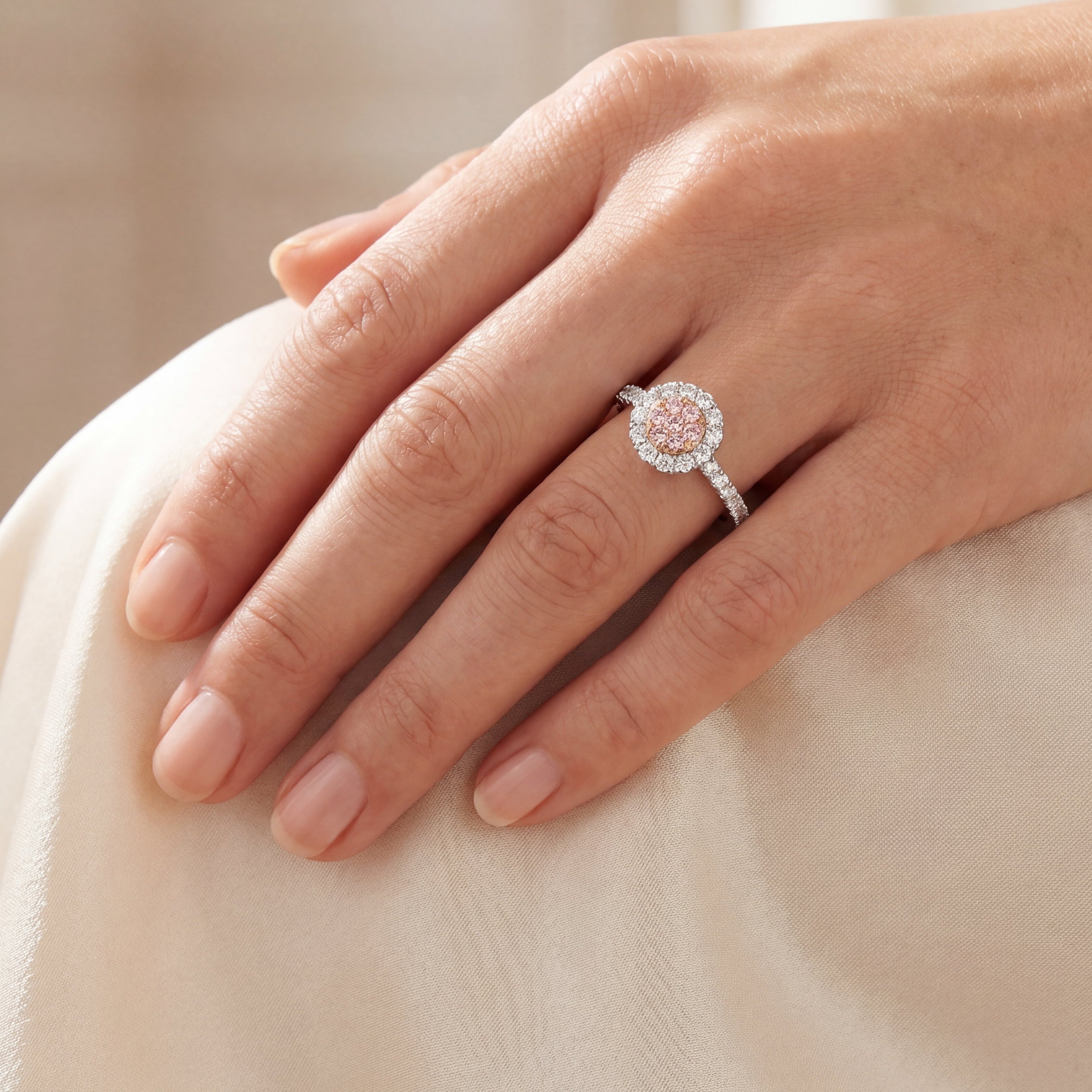 Argyle Essence - Anastasia Pink Halo Engagement Ring