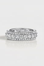 Wedding Band - Wide White Gold Claw Set Diamond Band with Round — Levendi Jewellers