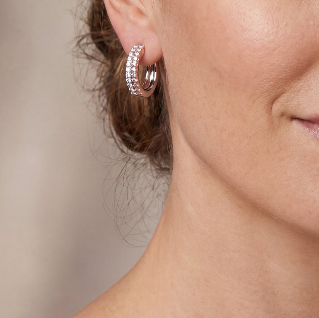 Argyle Essence - Hoop Earrings Double Row, view 2 — Levendi Jewellers