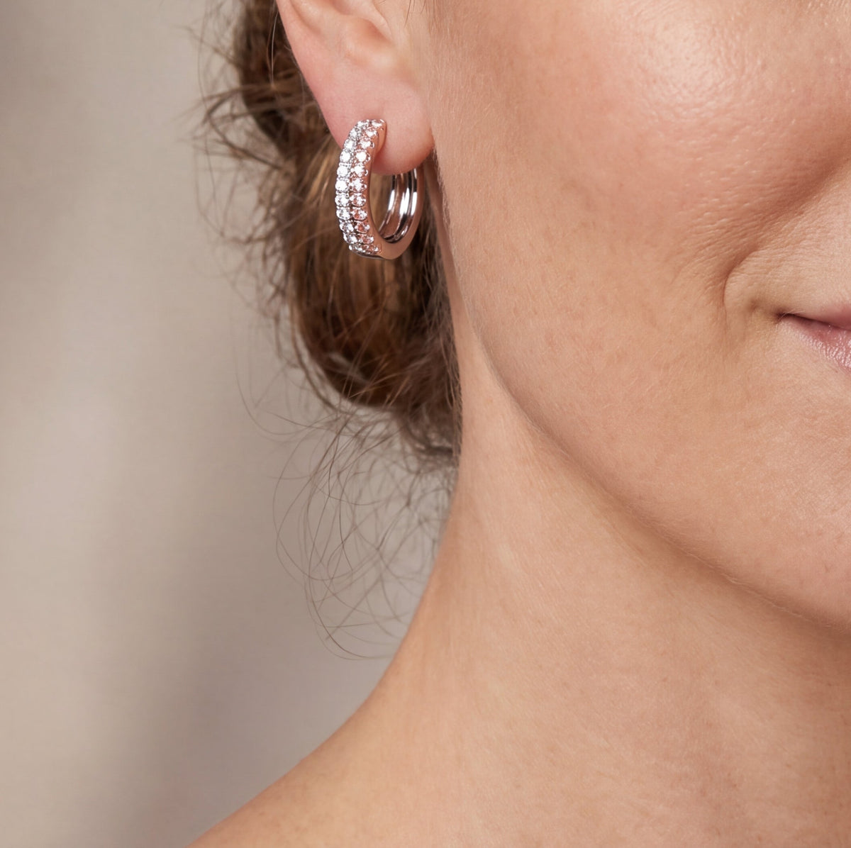 Argyle Essence - Hoop Earrings Double Row, view 2 — Levendi Jewellers