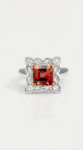 Square Pink Tourmaline & Diamond Ring