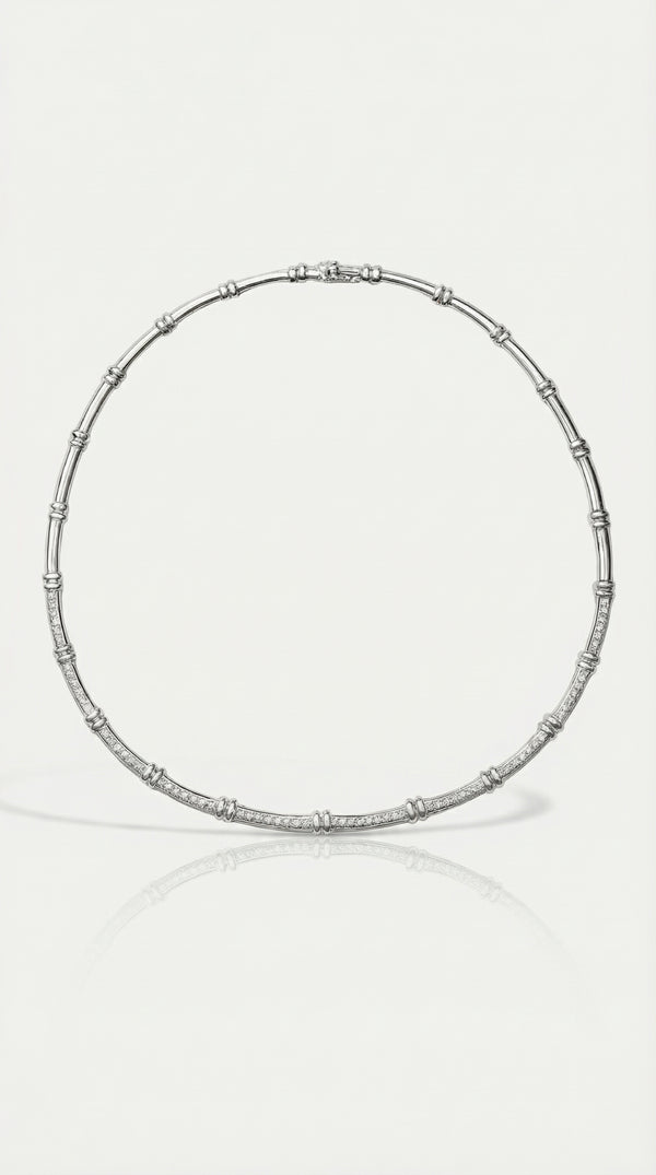 Bamboo Iconic Diamond Tennis Necklace — Levendi Jewellers