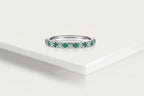 Wedding Band - White Gold Diamond and Emerald — Levendi Jewellers