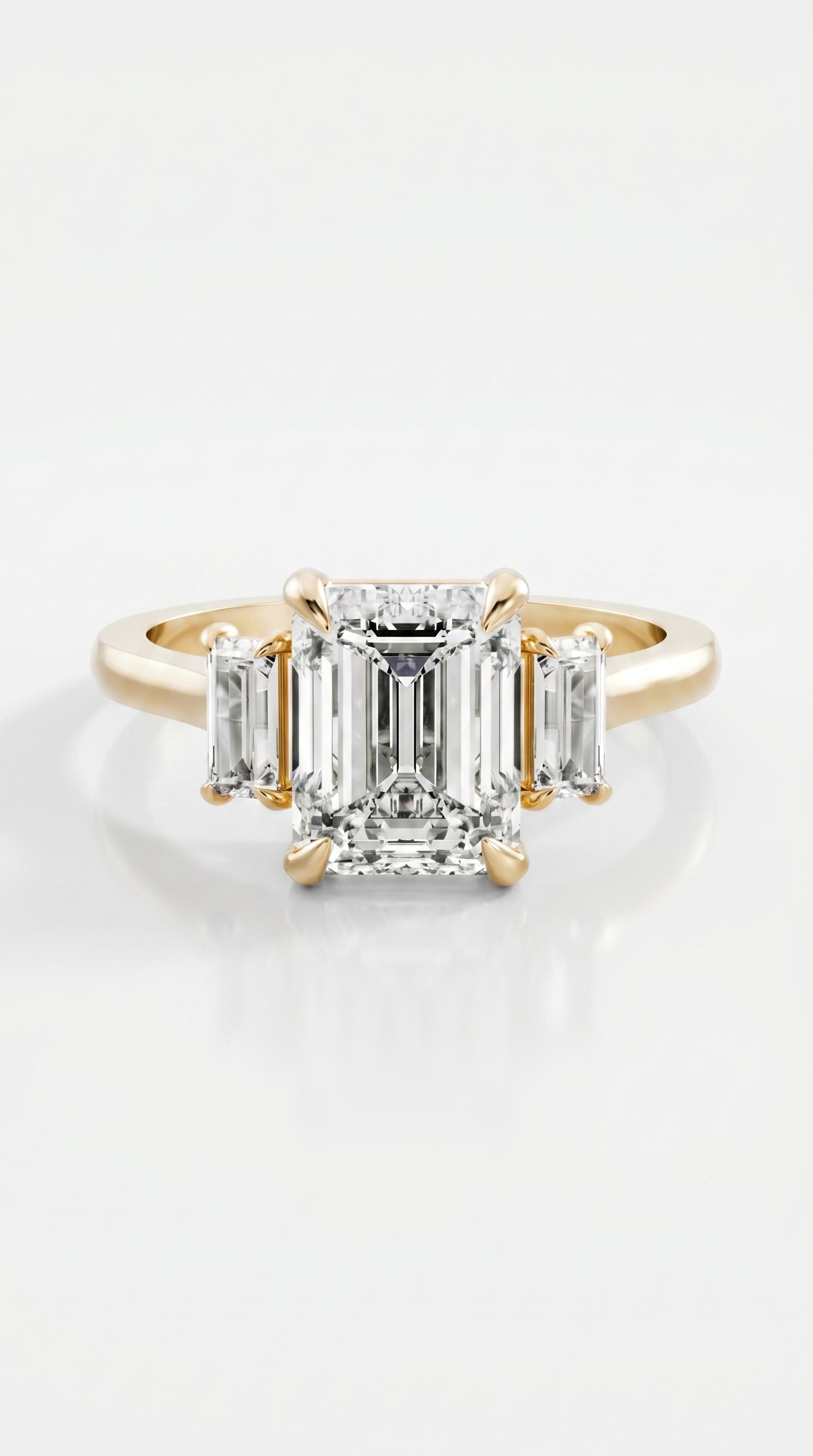 Levendi Classic Trilogy - Emerald Diamond Engagement Ring