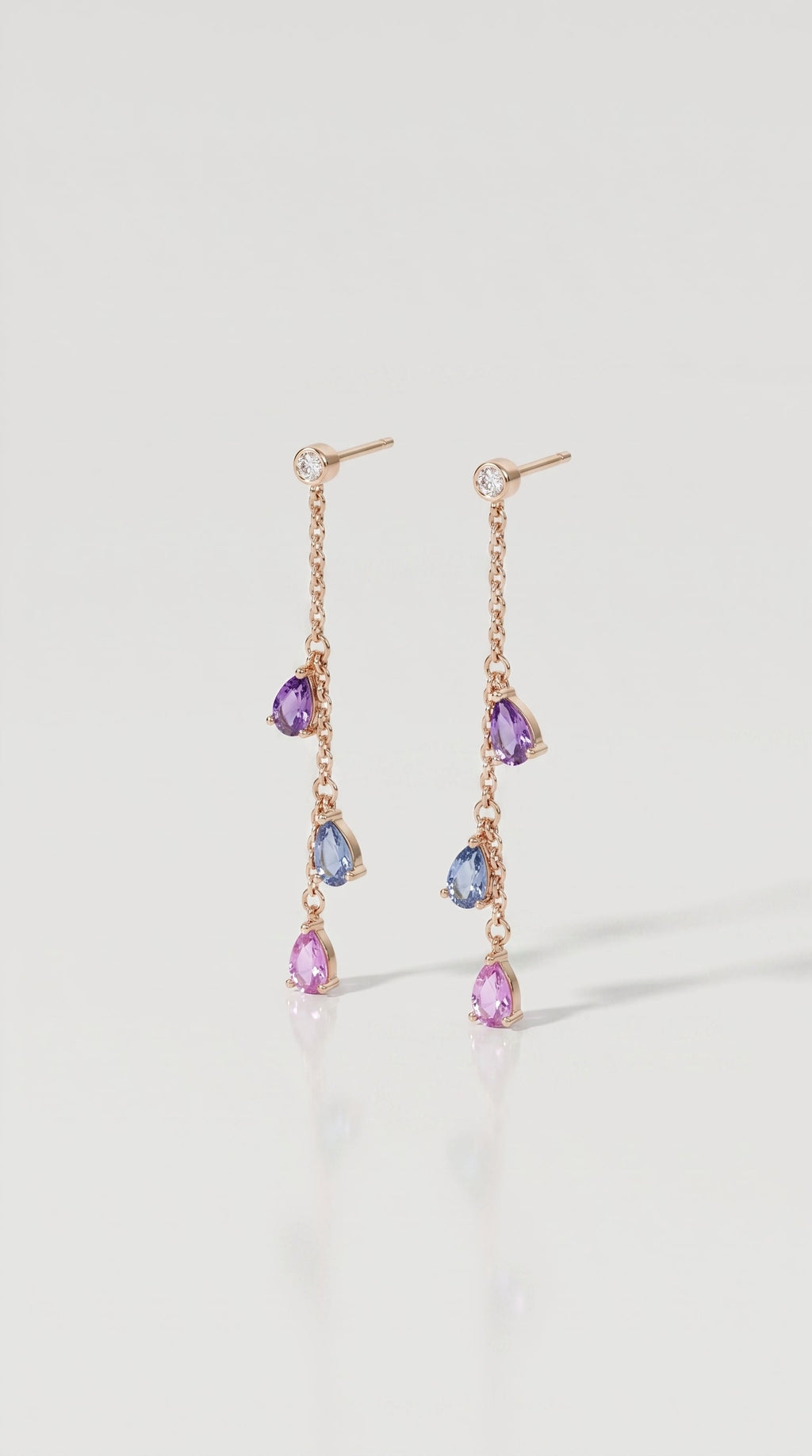 Rainbow Gemstones Drop Pear Shape Earrings — Levendi Jewellers