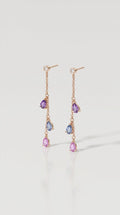 Rainbow Gemstones Drop Pear Shape Earrings