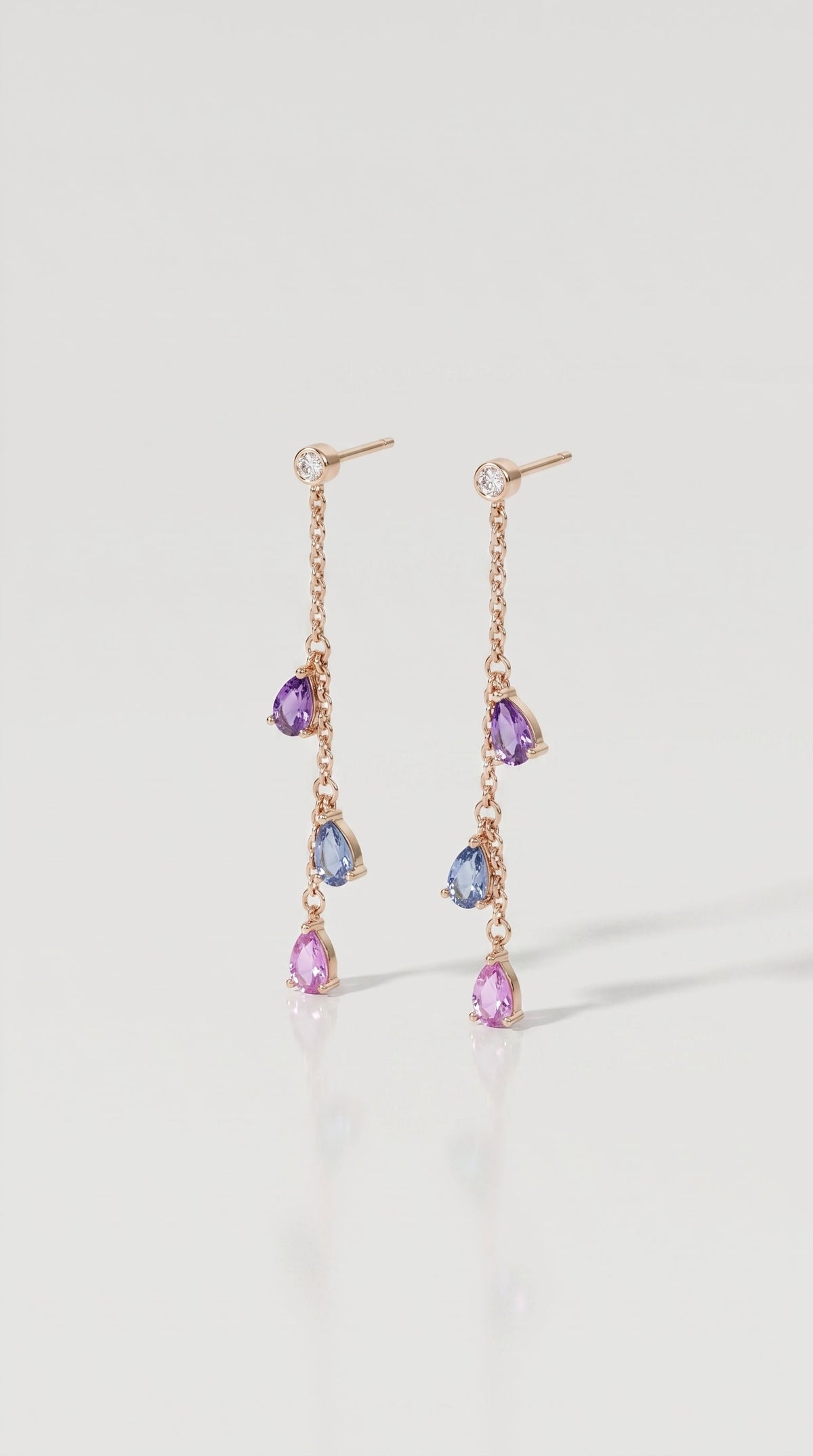Rainbow Gemstones Drop Pear Shape Earrings — Levendi Jewellers