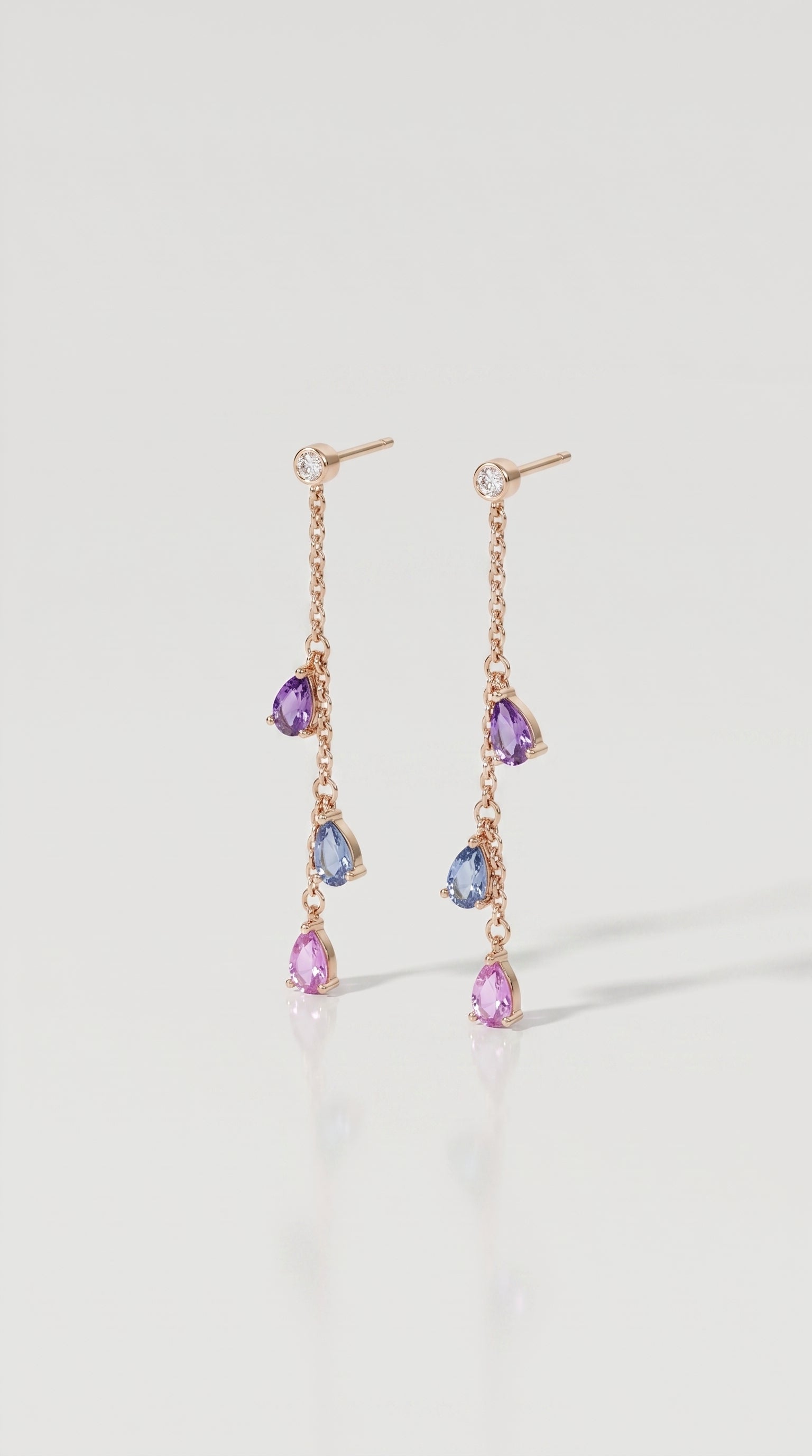 Rainbow Gemstones Drop Pear Shape Earrings