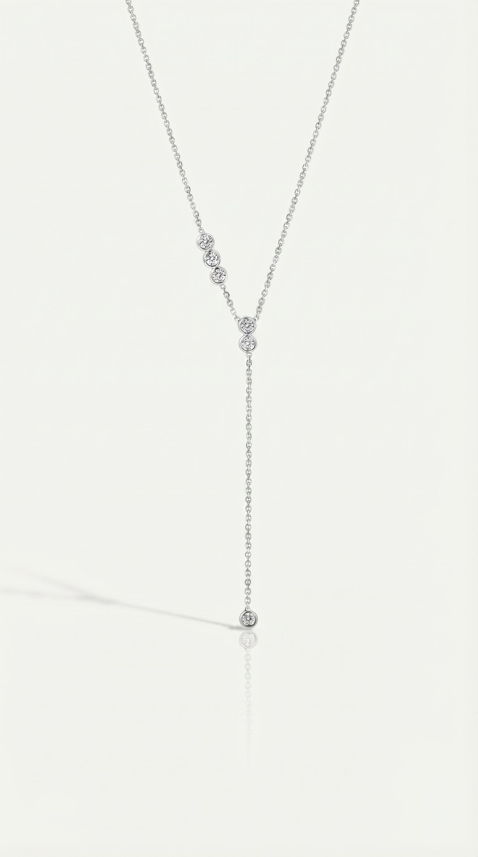 Pure Line -  6 Diamonds Tie Adjustable Necklace