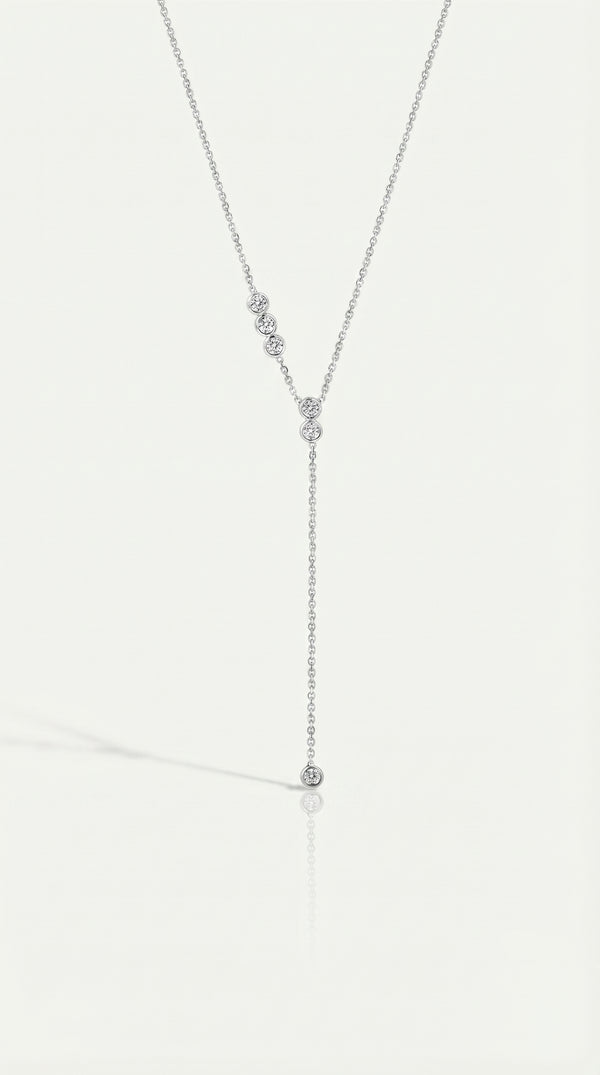 Pure Line - 6 Diamonds Tie Adjustable Necklace — Levendi Jewellers