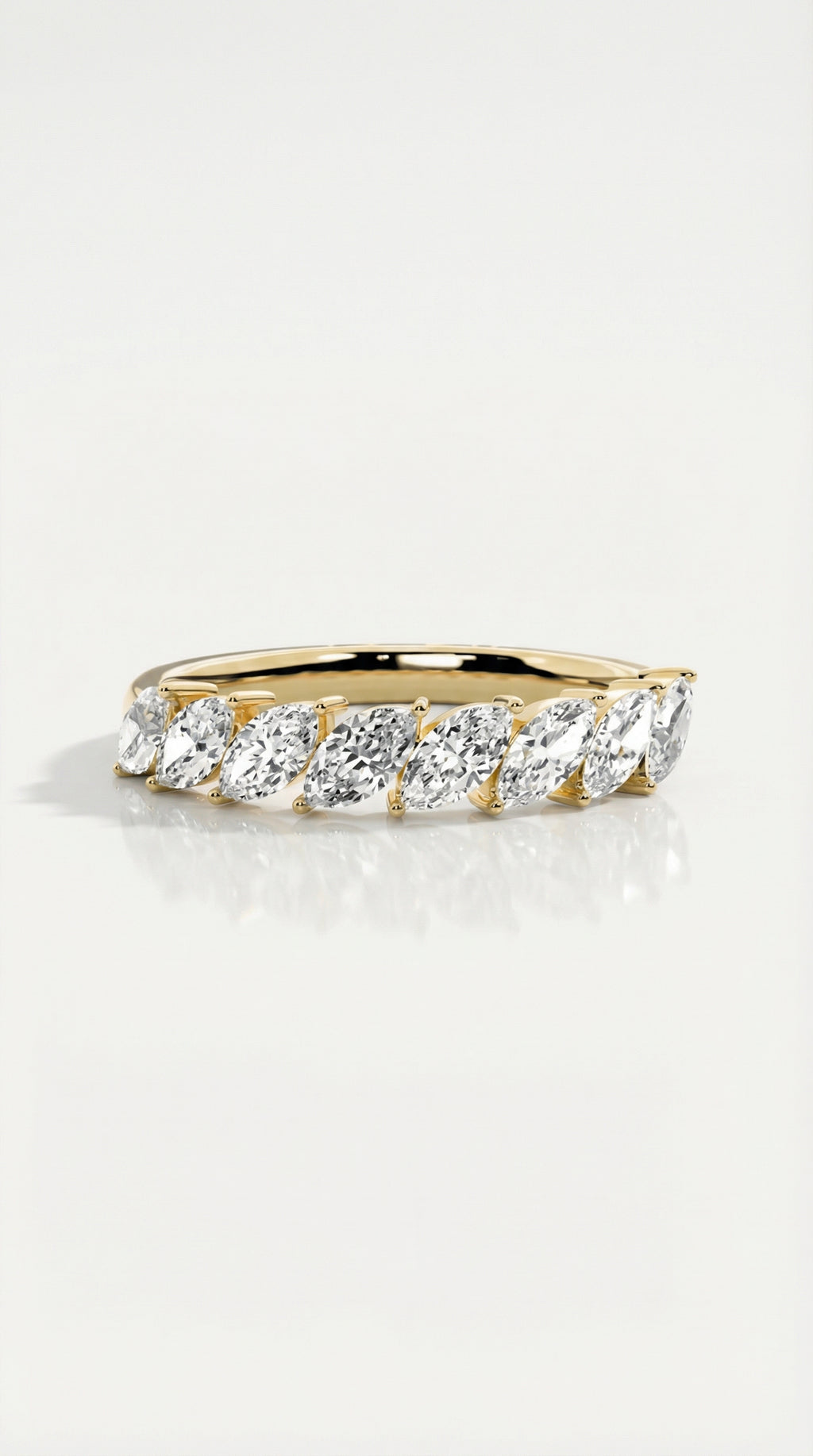 Wedding Band 8 Marquise Diamonds Off Set — Levendi Jewellers