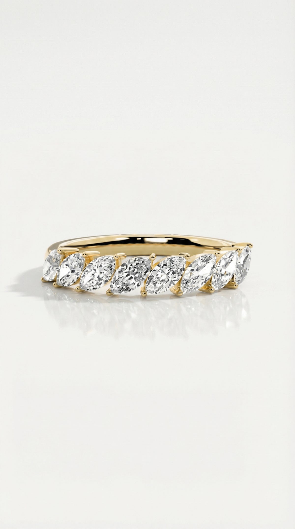 Wedding Band 8 Marquise Diamonds Off Set — Levendi Jewellers