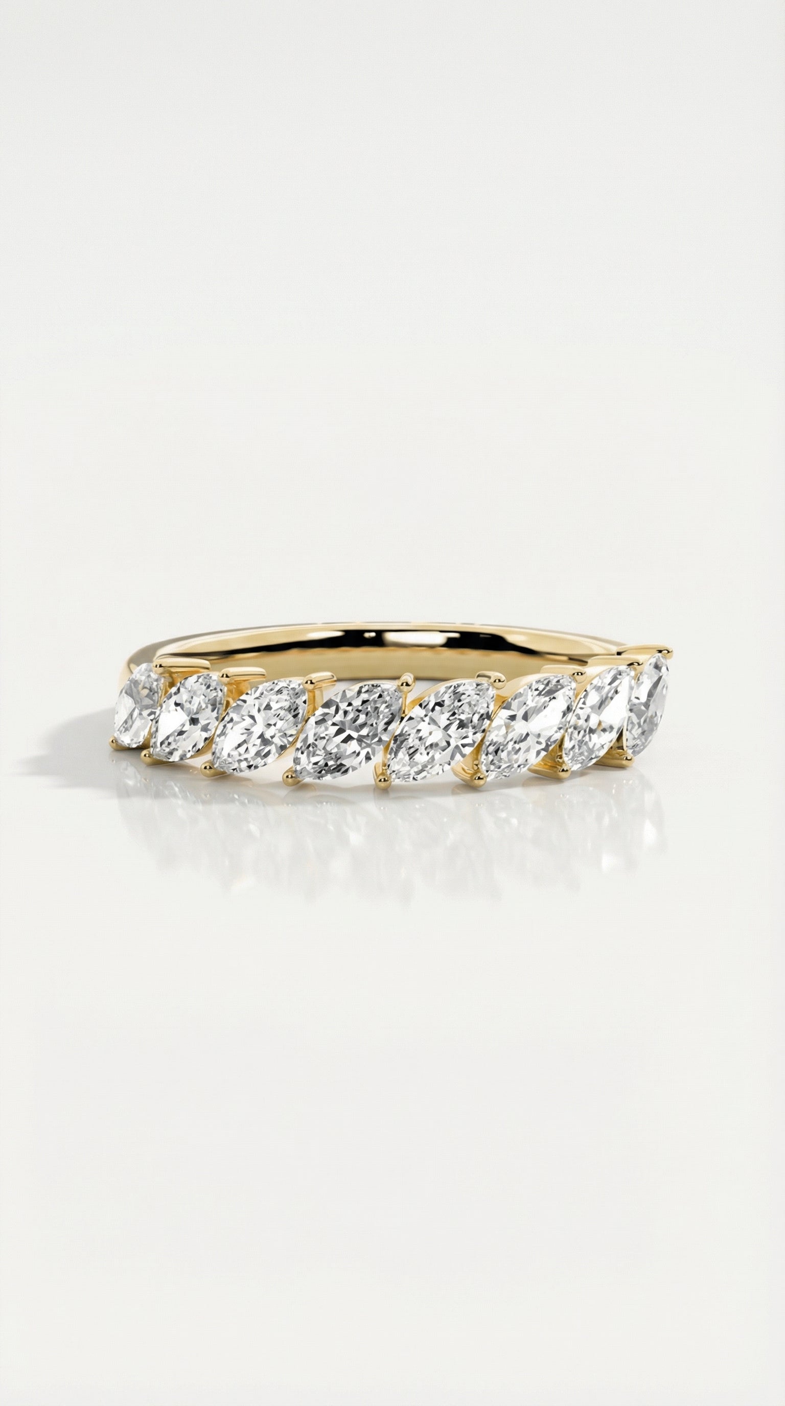 Wedding Band 8 Marquise Diamonds Off Set