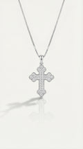 Vasilis - Orthodox White Gold Cross and Full Pave Diamonds