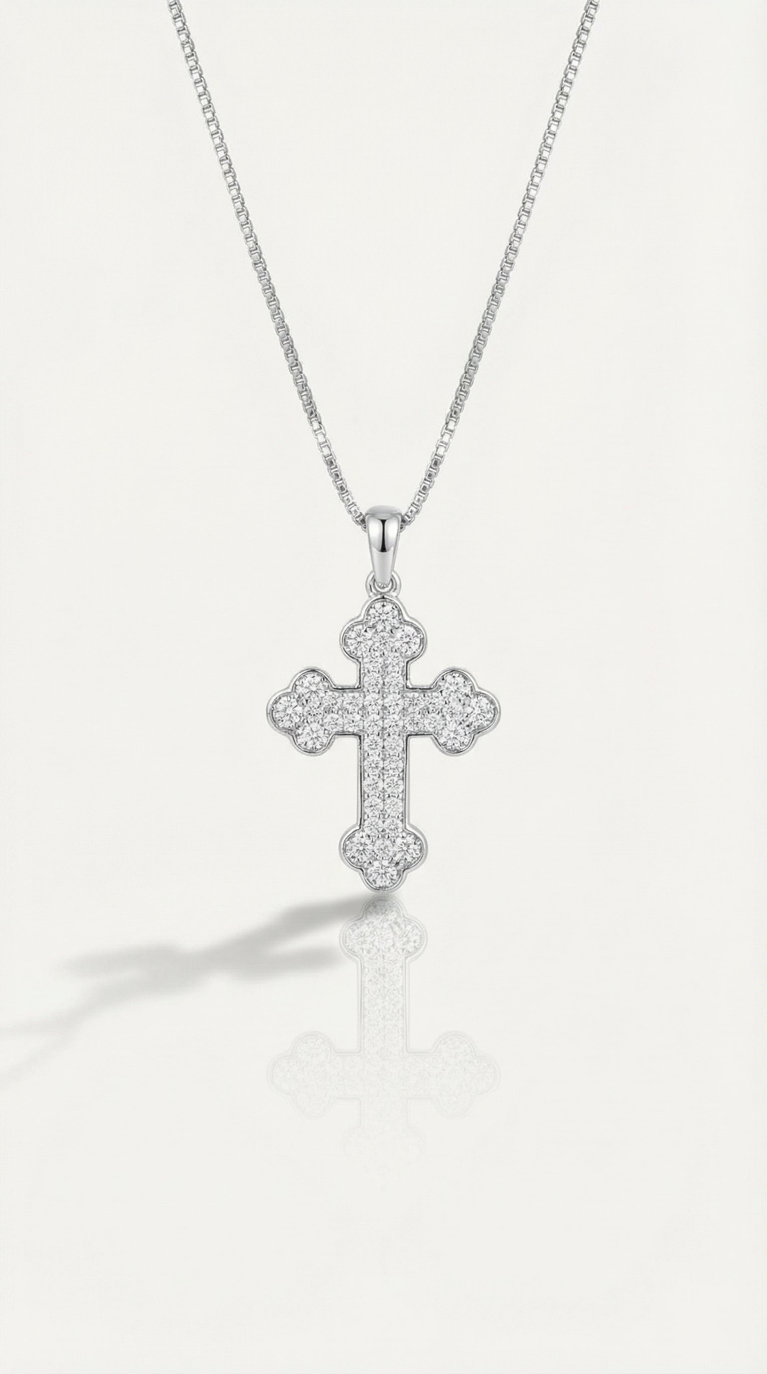 Vasilis - Orthodox White Gold Cross and Full Pave Diamonds