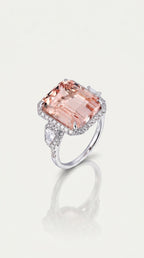 MORGANITE & DIAMOND TRILOGY RING — Levendi Jewellers