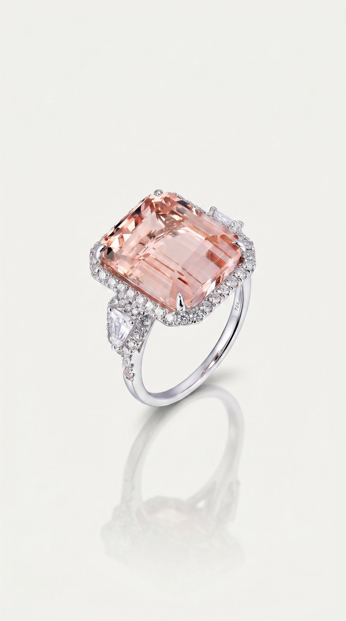 MORGANITE & DIAMOND TRILOGY RING — Levendi Jewellers