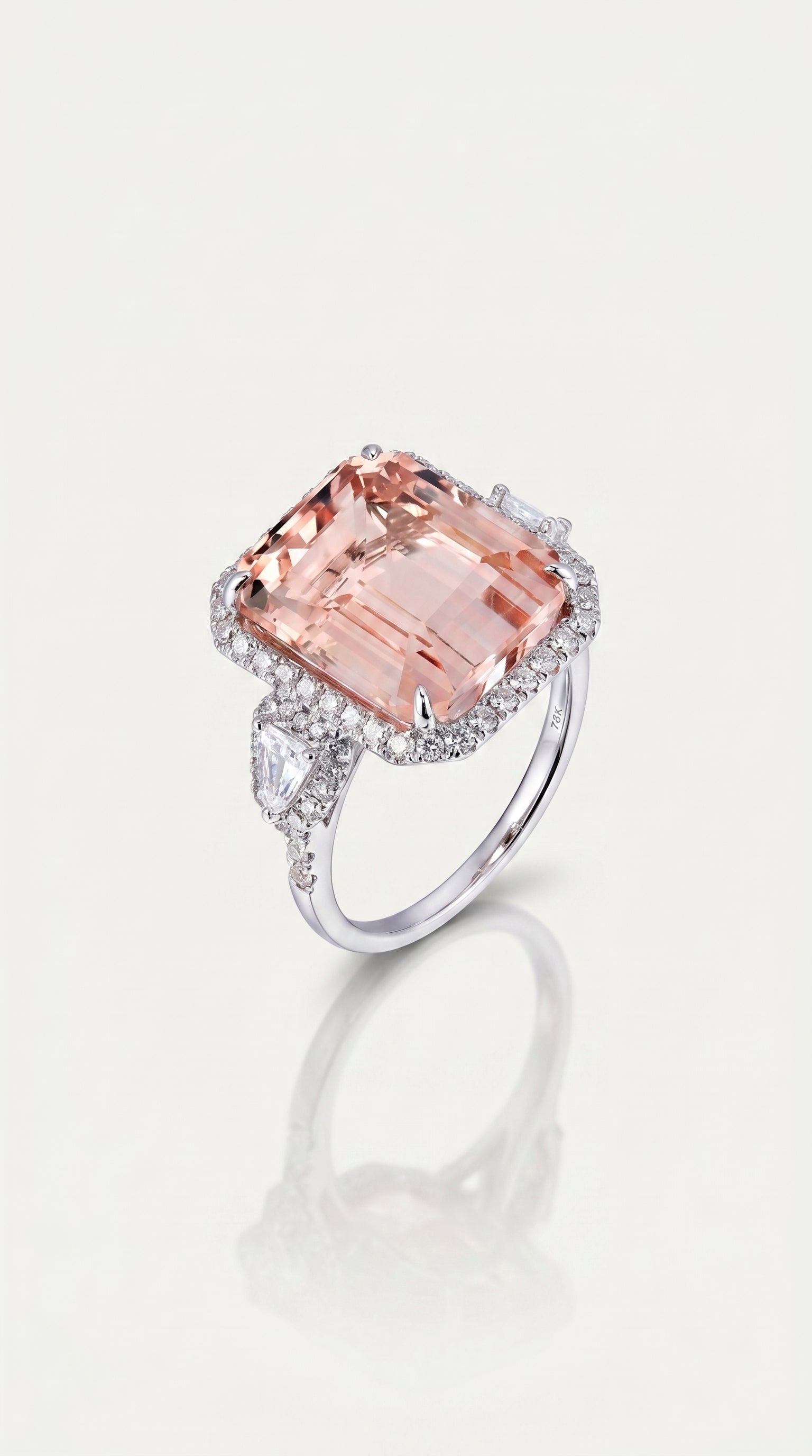 MORGANITE & DIAMOND TRILOGY RING