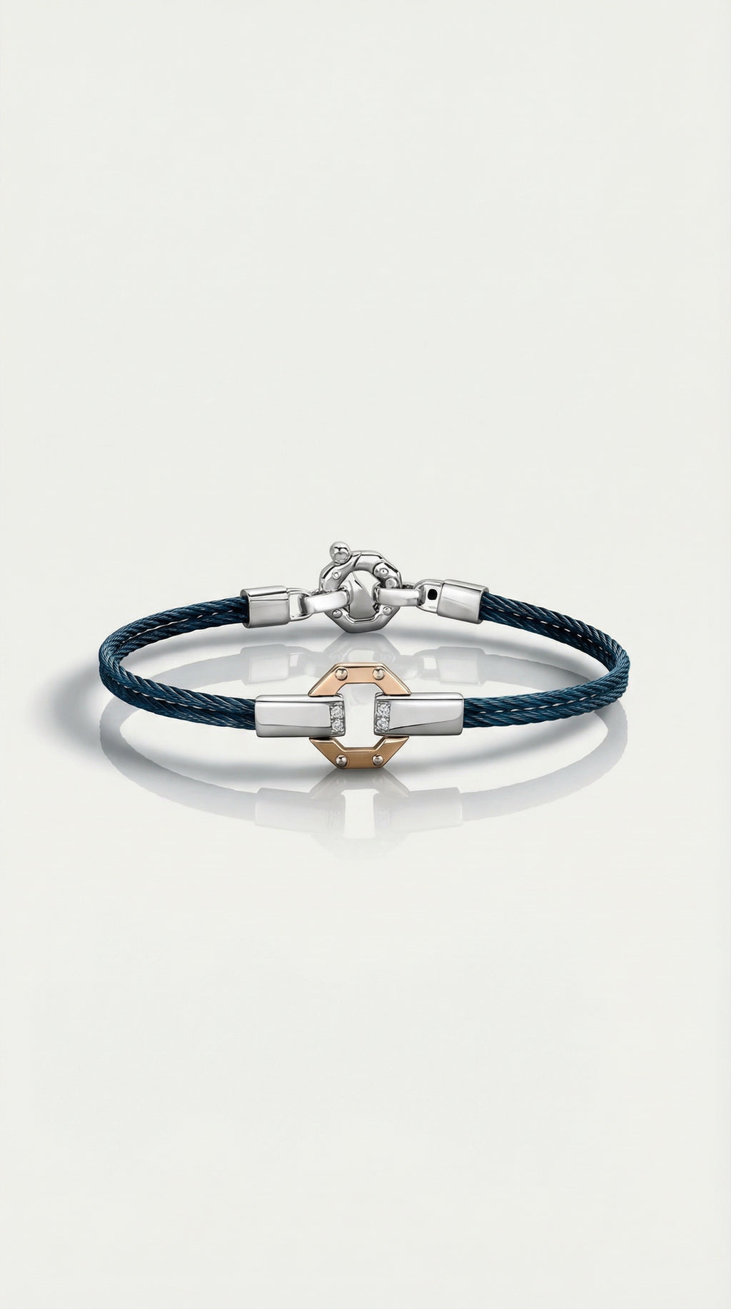 Baraka 316L White Diamond Blue PVD Bracelet, view 2 — Levendi Jewellers