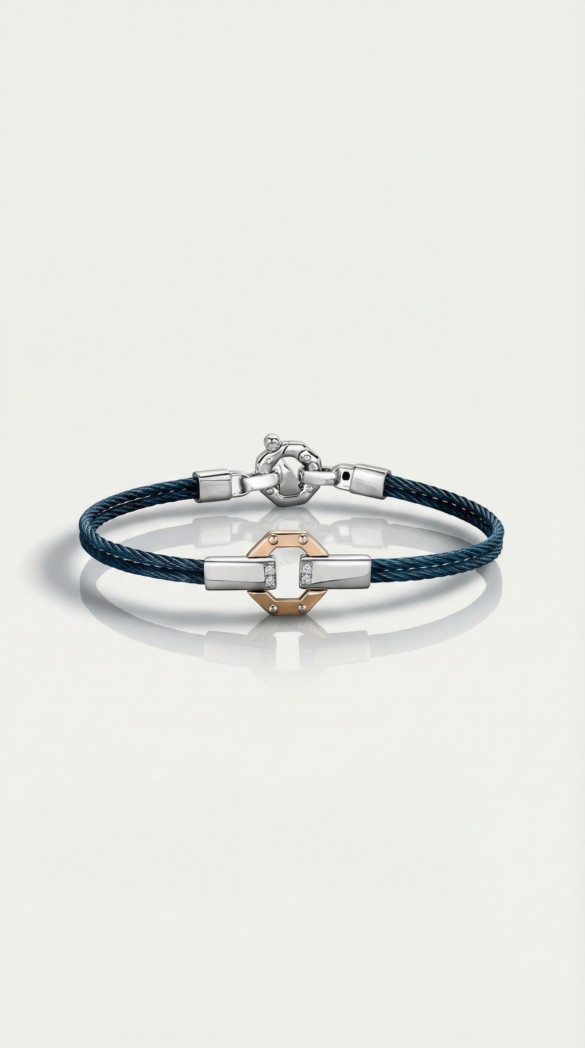 Baraka 316L White Diamond Blue PVD Bracelet, view 2 — Levendi Jewellers