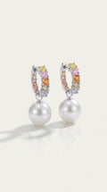 5 Sapphires & Australian South Sea Pearls Drop Earrings