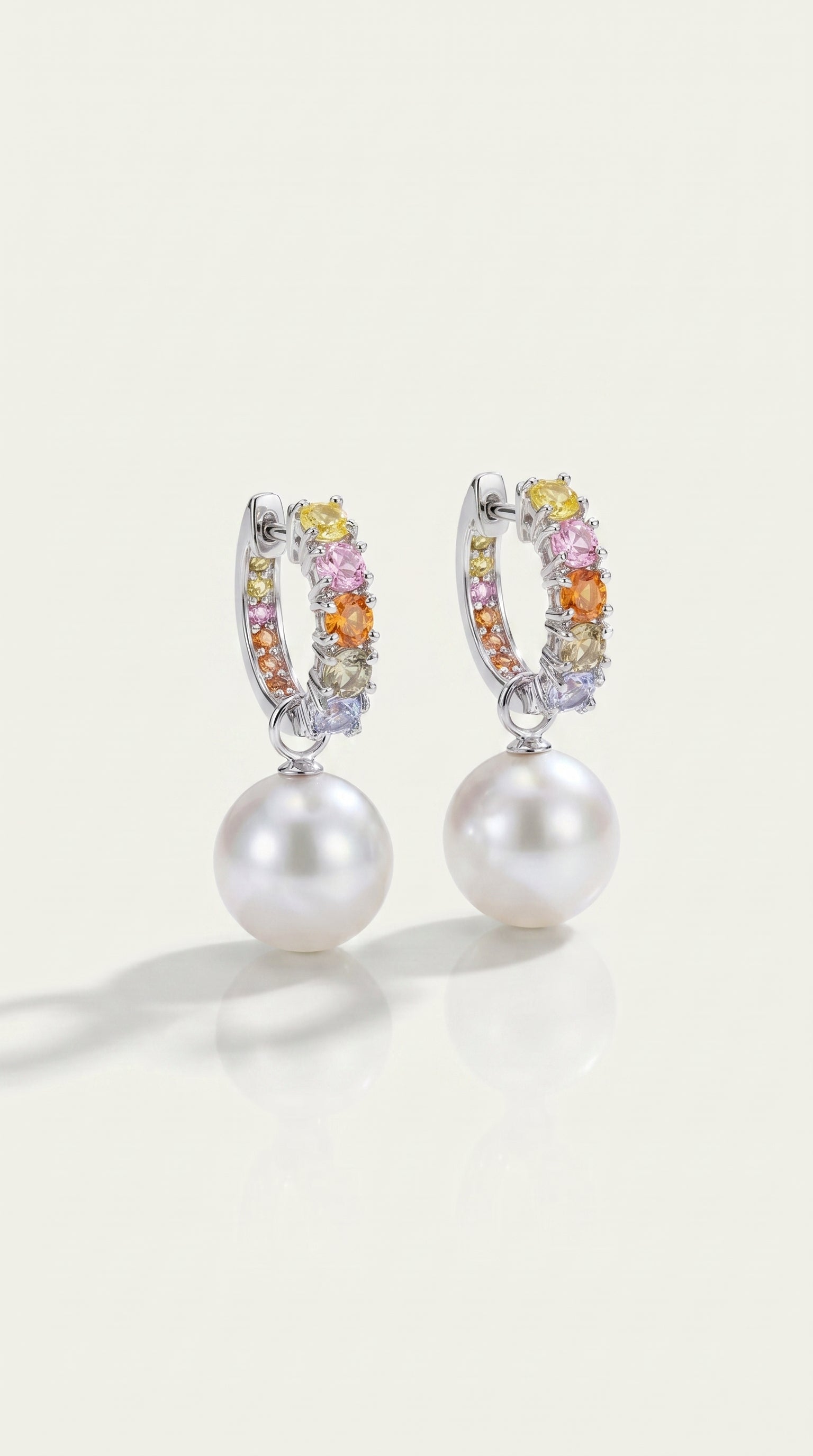 5 Sapphires & Australian South Sea Pearls Drop Earrings