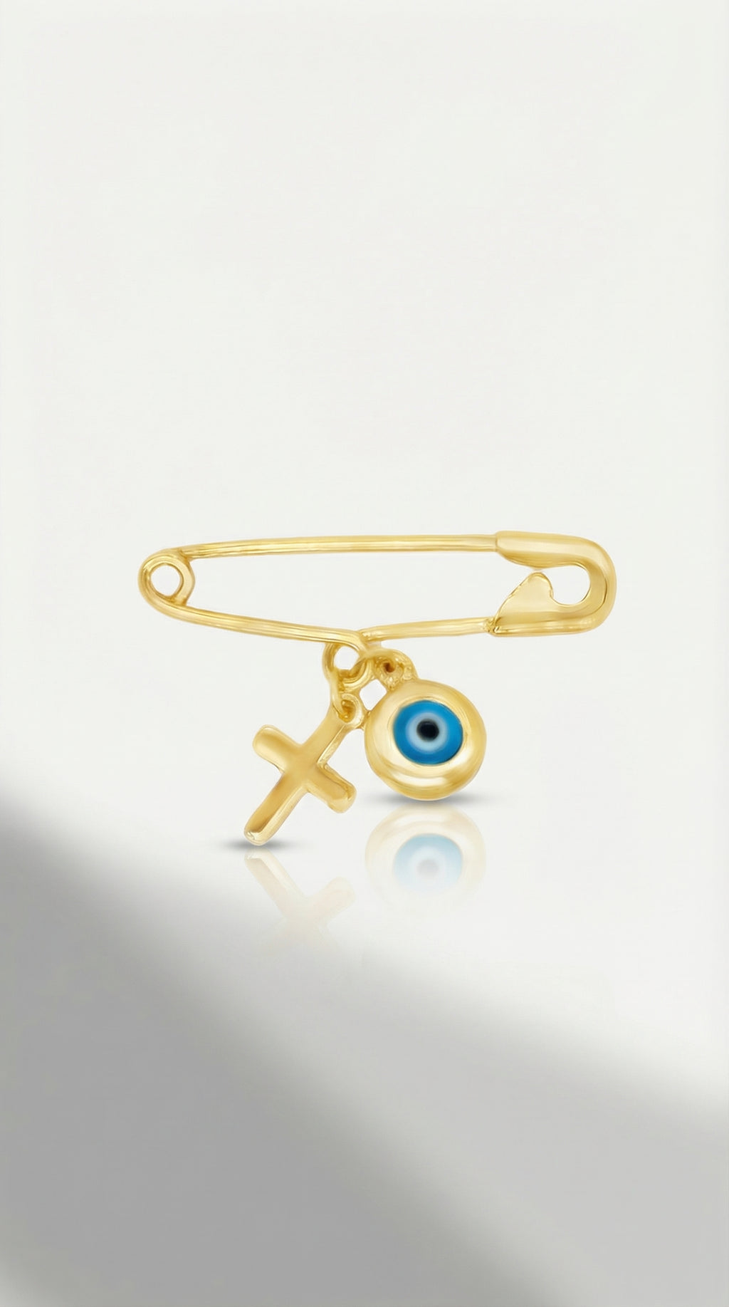 Mini Pin Yellow Gold Evil Eye Cross — Levendi Jewellers
