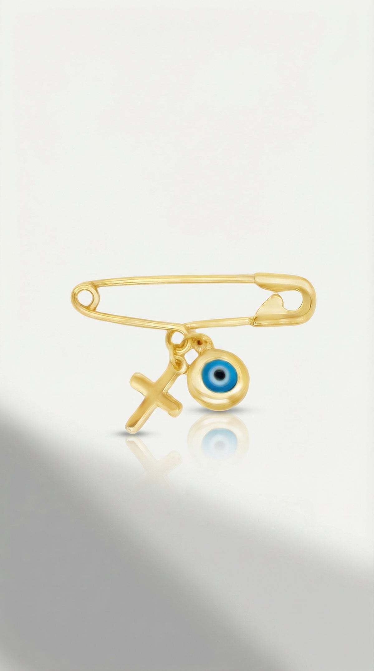 Mini Pin Yellow Gold Evil Eye Cross — Levendi Jewellers