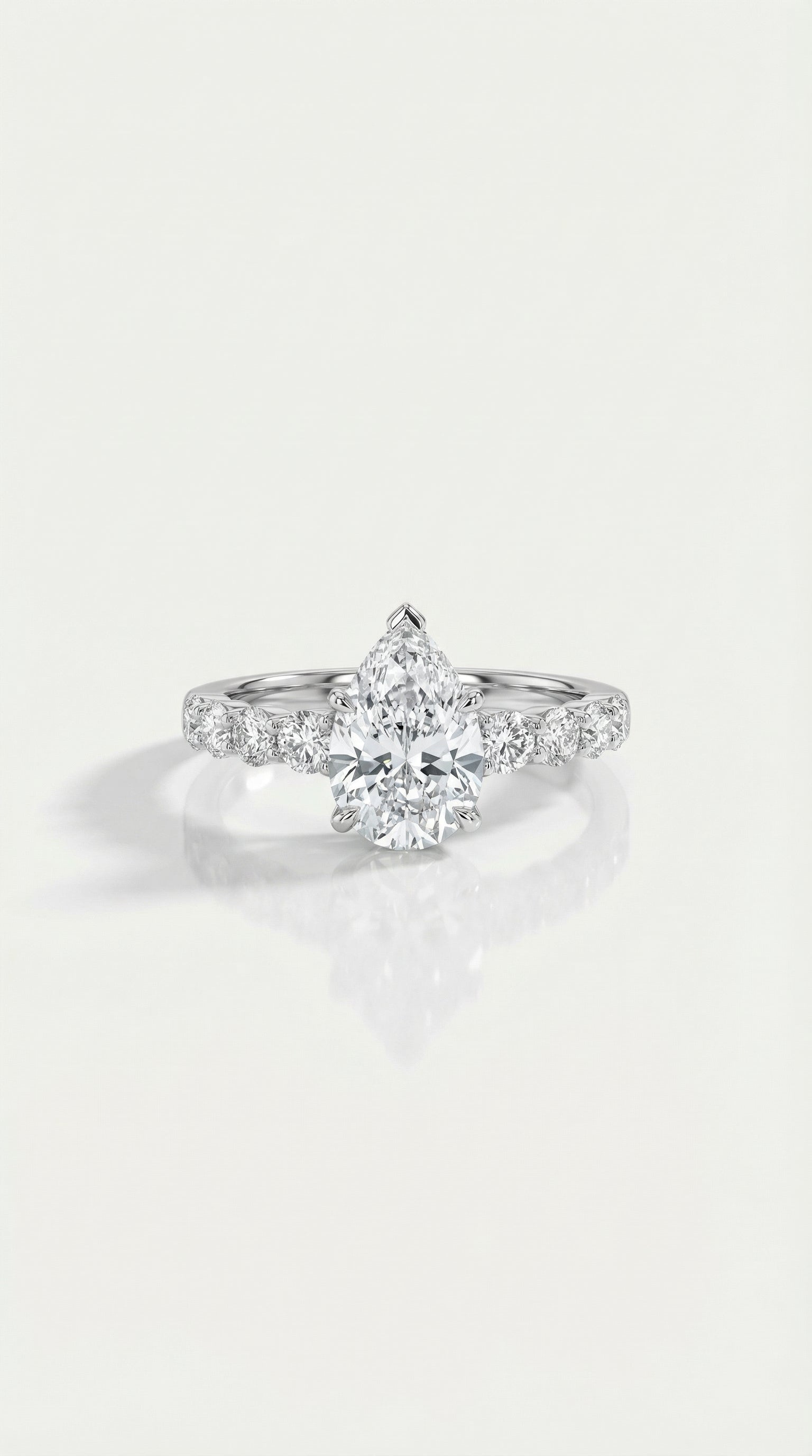 Levendi Classic - Pear Cut Marquise & Round Diamond band Engagement Ring