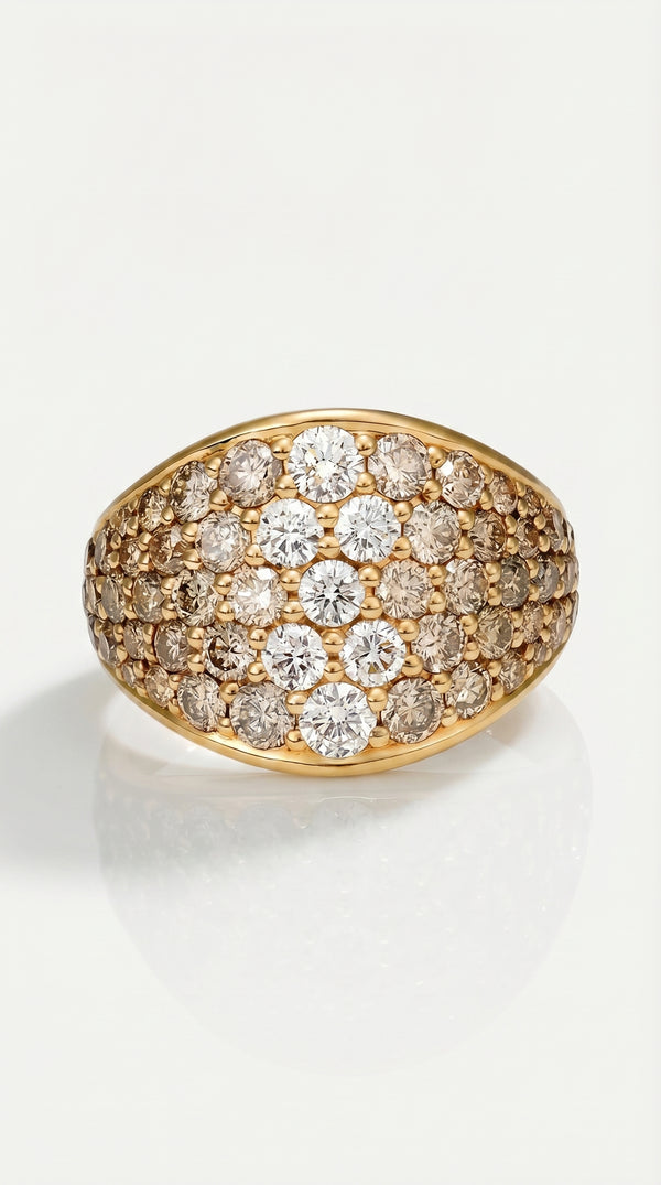 Champagne Diamonds Wide Pave Signet Ring — Levendi Jewellers