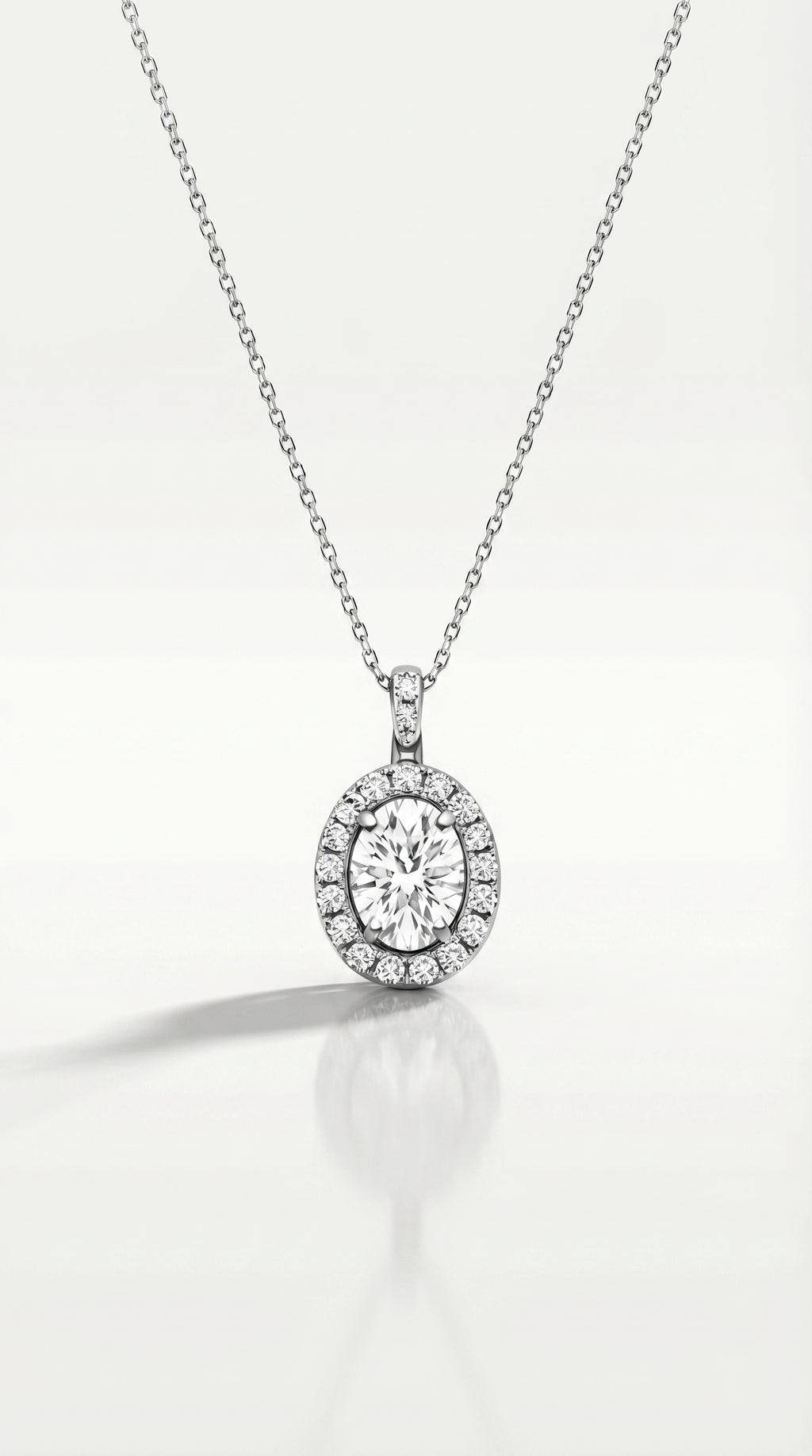 Classic - Oval Halo Diamond Pendant — Levendi Jewellers