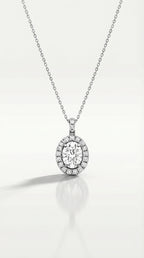 Classic - Oval Halo Diamond Pendant — Levendi Jewellers