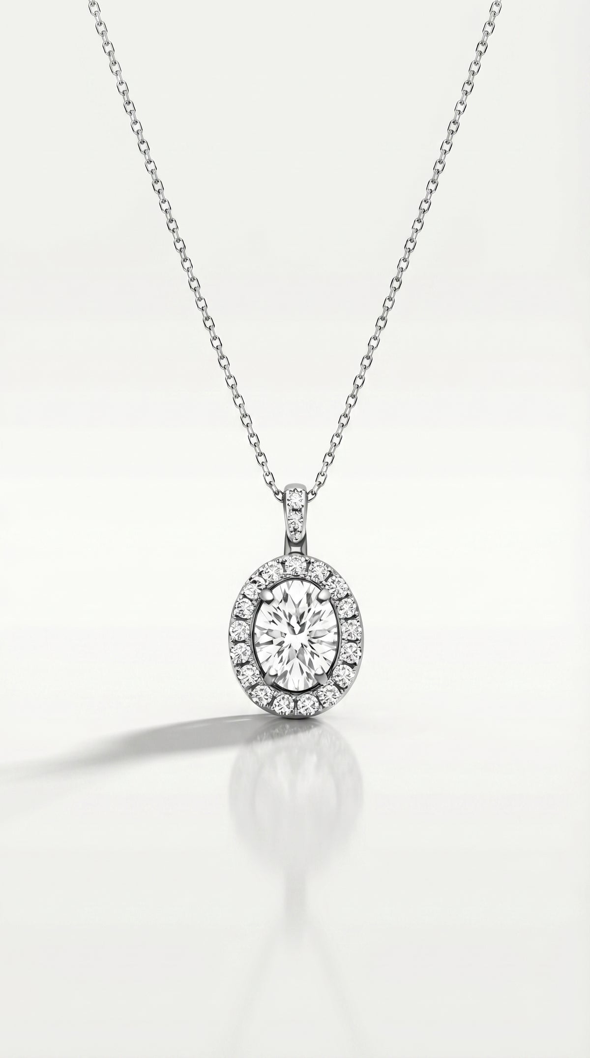 Classic - Oval Halo Diamond Pendant — Levendi Jewellers