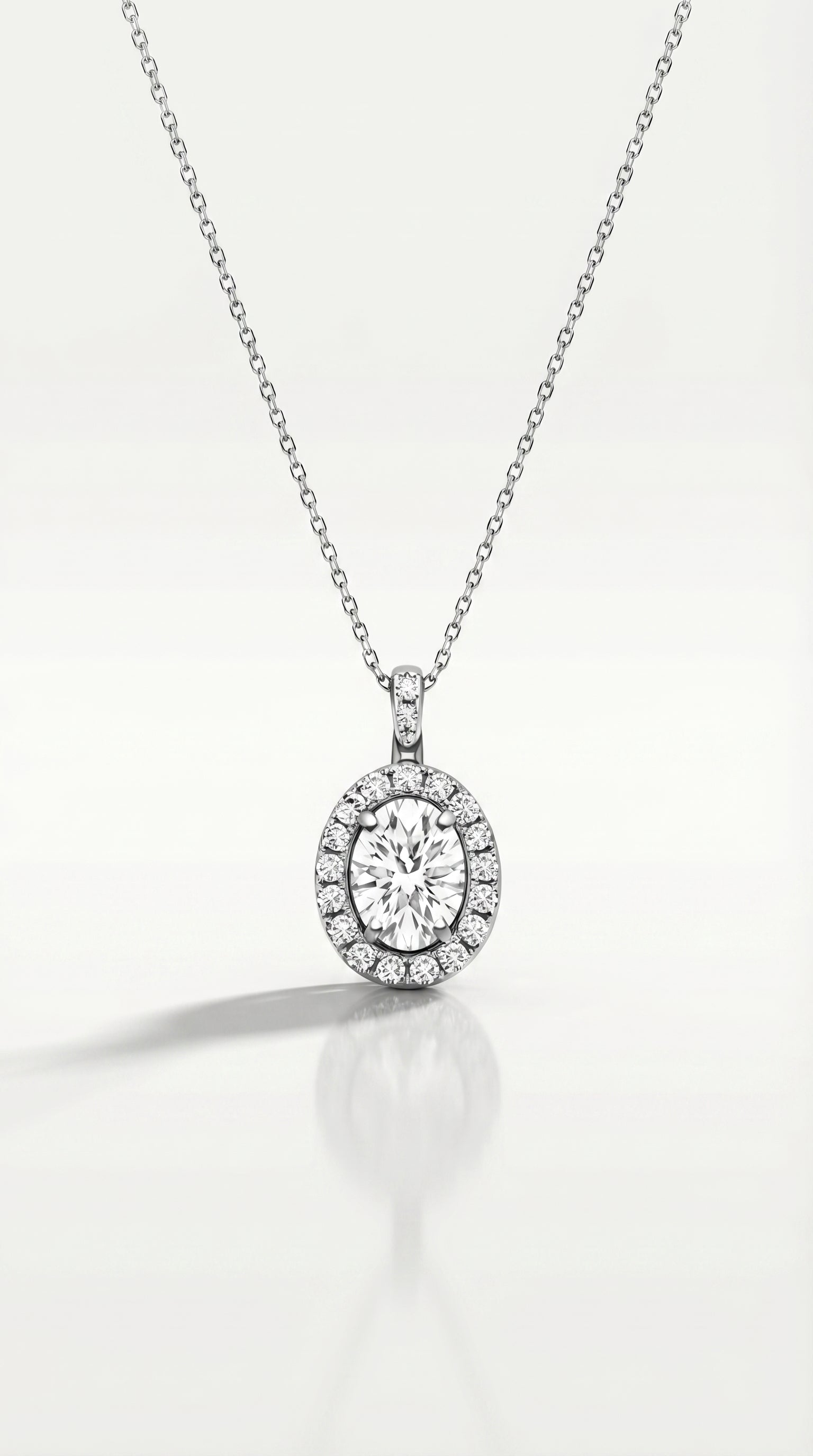 Classic - Oval Halo Diamond Pendant