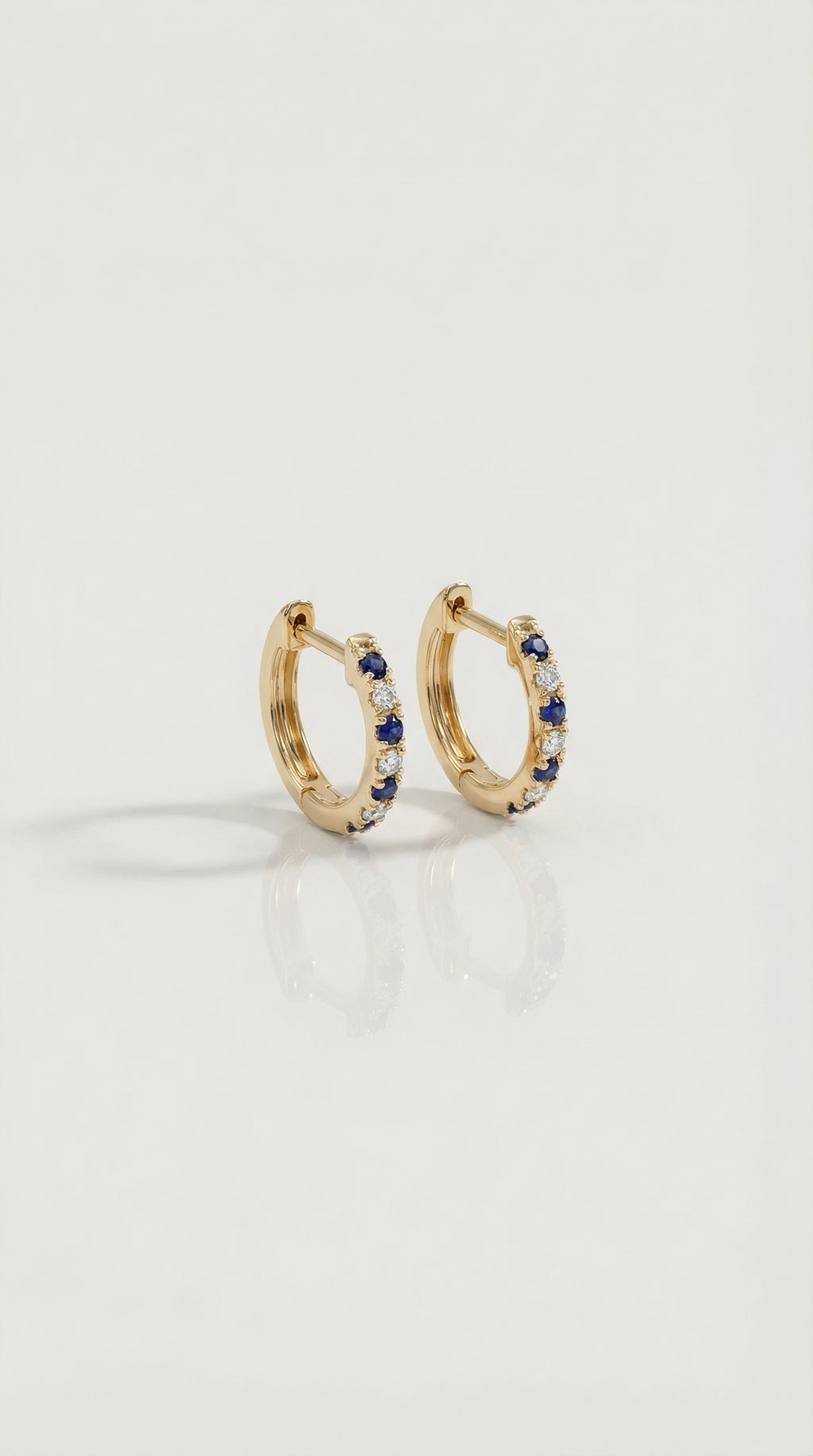 Levendi Essentials - Mini Sapphire & Diamonds Huggies — Levendi Jewellers