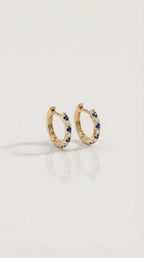 Levendi Essentials - Mini Sapphire & Diamonds Huggies — Levendi Jewellers