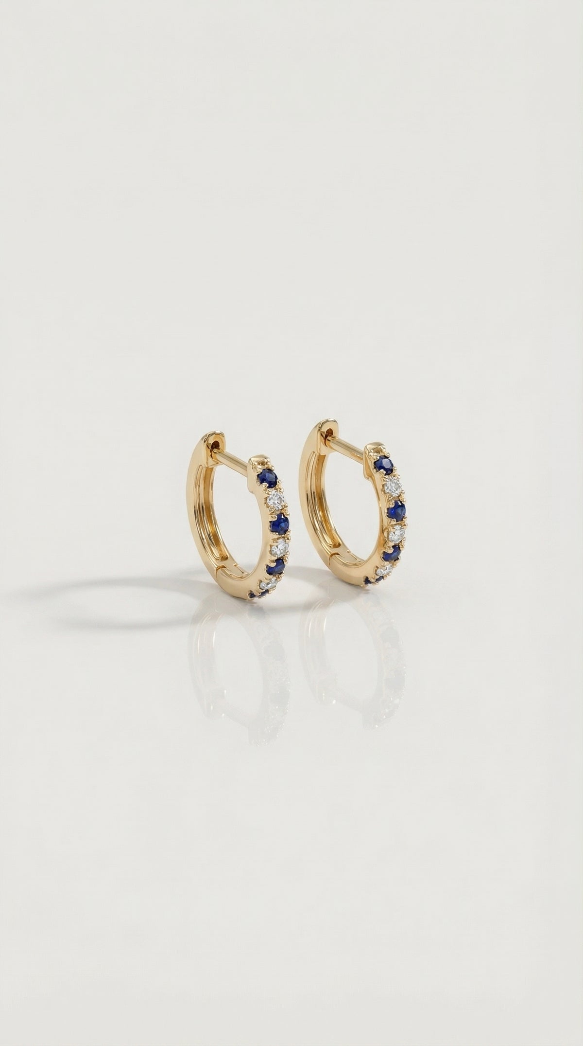Levendi Essentials - Mini Sapphire & Diamonds Huggies — Levendi Jewellers