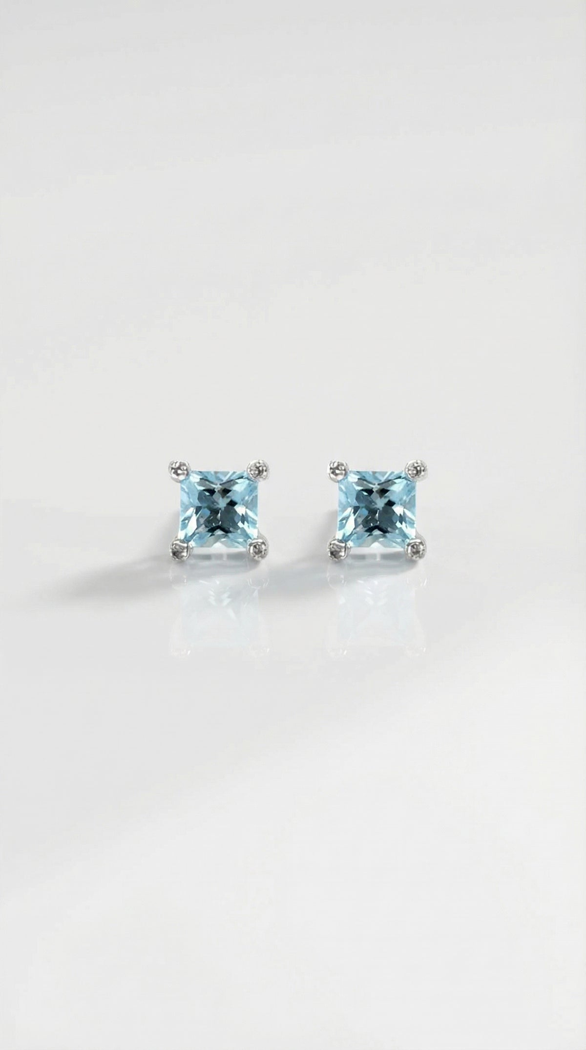Princess Cut Aquamarine Diamond Earrings — Levendi Jewellers