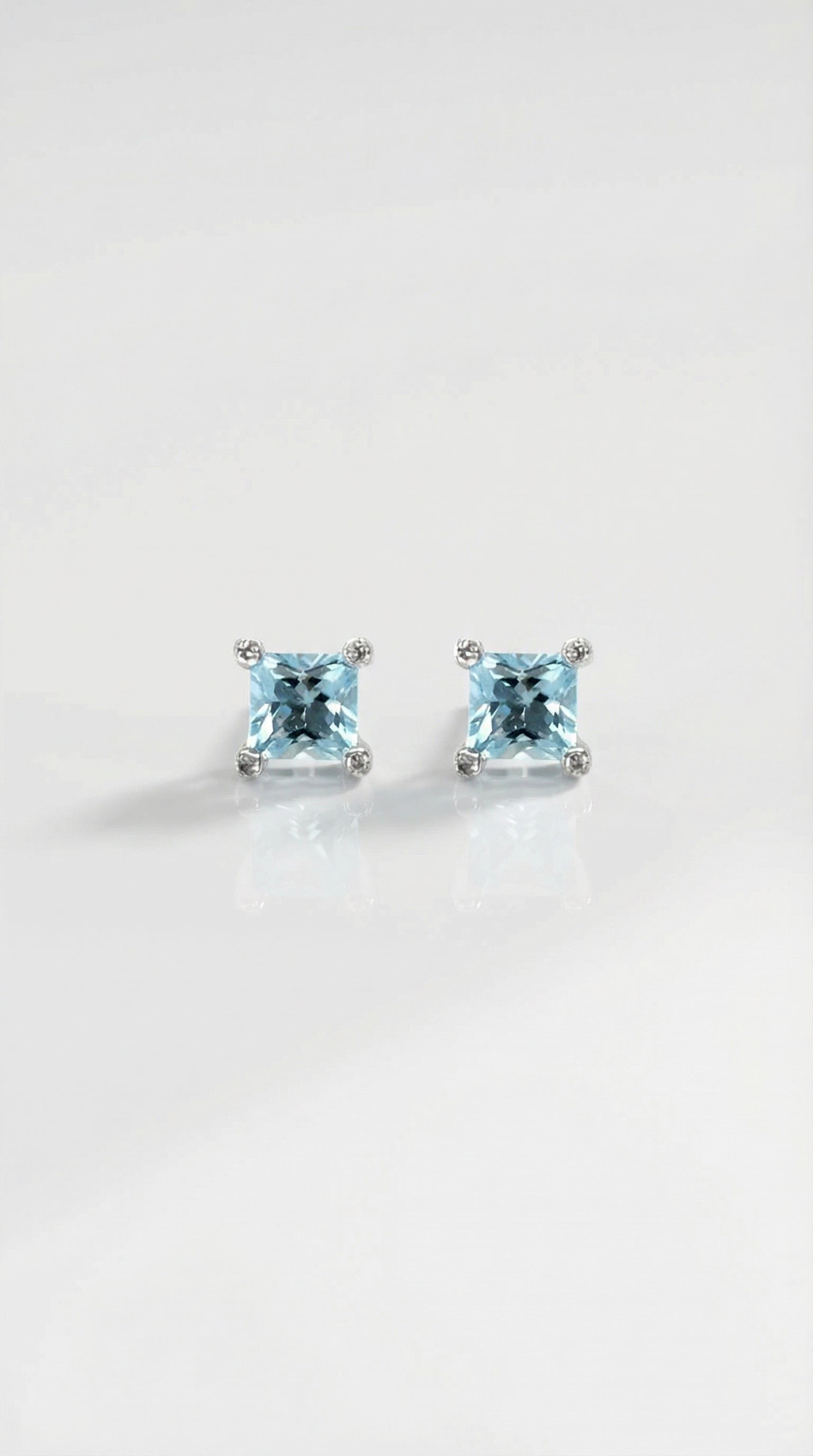 Princess Cut Aquamarine Diamond Earrings