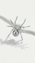 Arachnea Aurea - Web of love Diamond & Tahitian Pearl Brooch