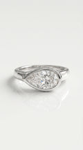 Levendi Wave of Love - East West Pear Cut Bezel Engagement Ring
