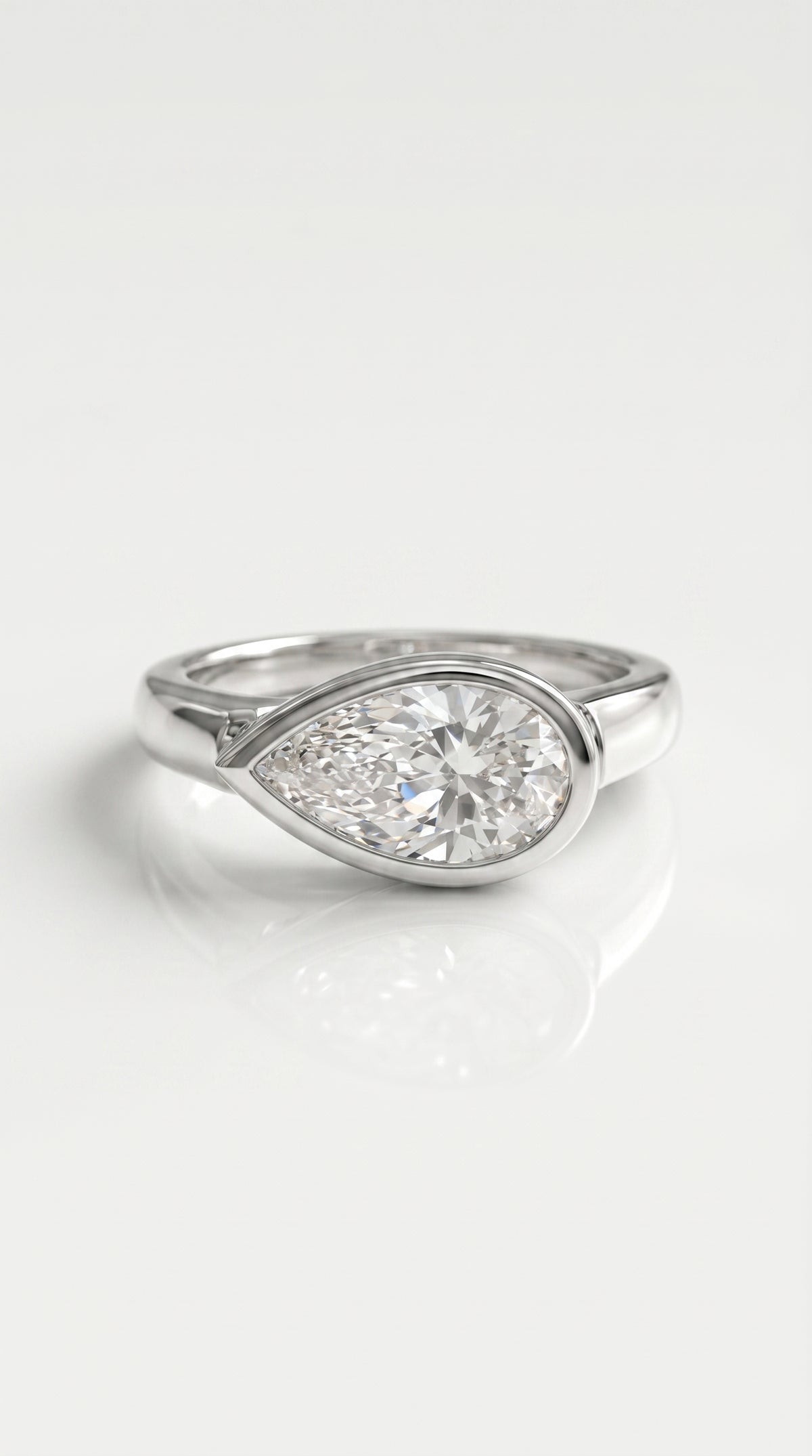 Levendi Wave of Love - East West Pear Cut Bezel Engagement Ring — Levendi Jewellers