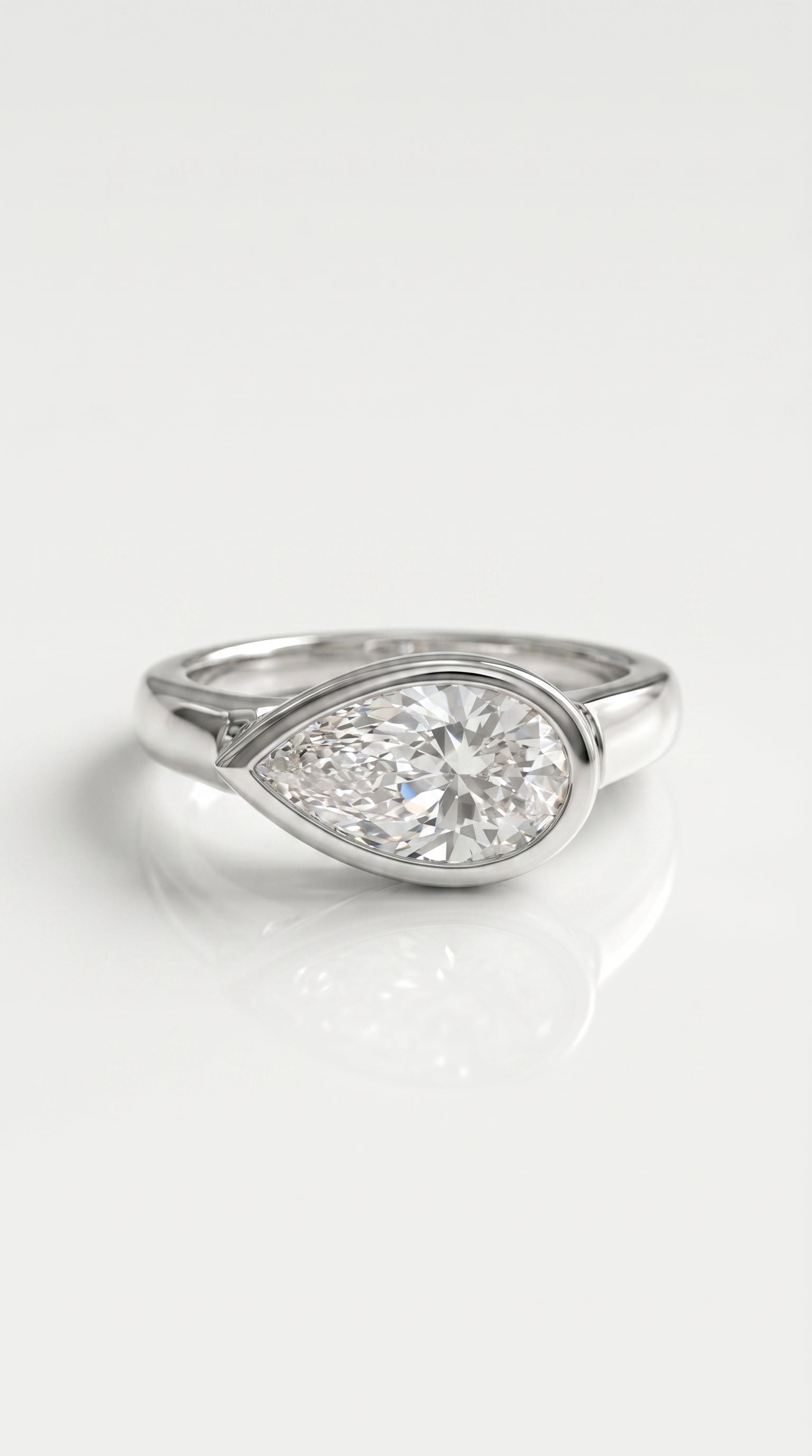 Levendi Wave of Love - East West Pear Cut Bezel Engagement Ring