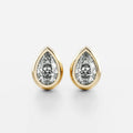 Classic Bezel Pear Cut Diamond Studs Earrings