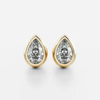 Classic Bezel Pear Cut Diamond Studs Earrings — Levendi Jewellers