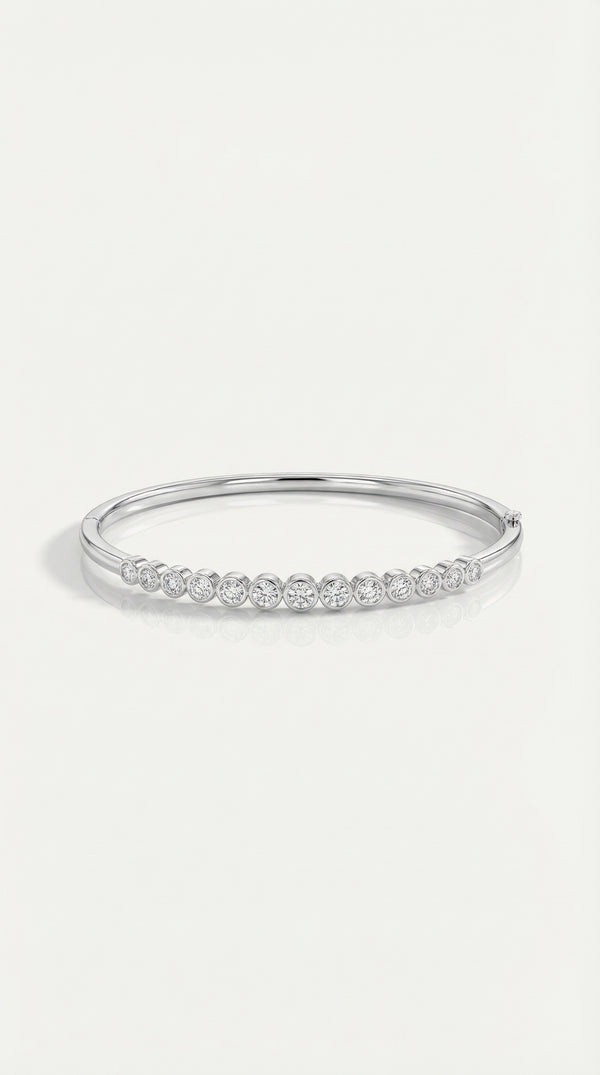 Pure Line - Bezel set Diamonds Bangle — Levendi Jewellers