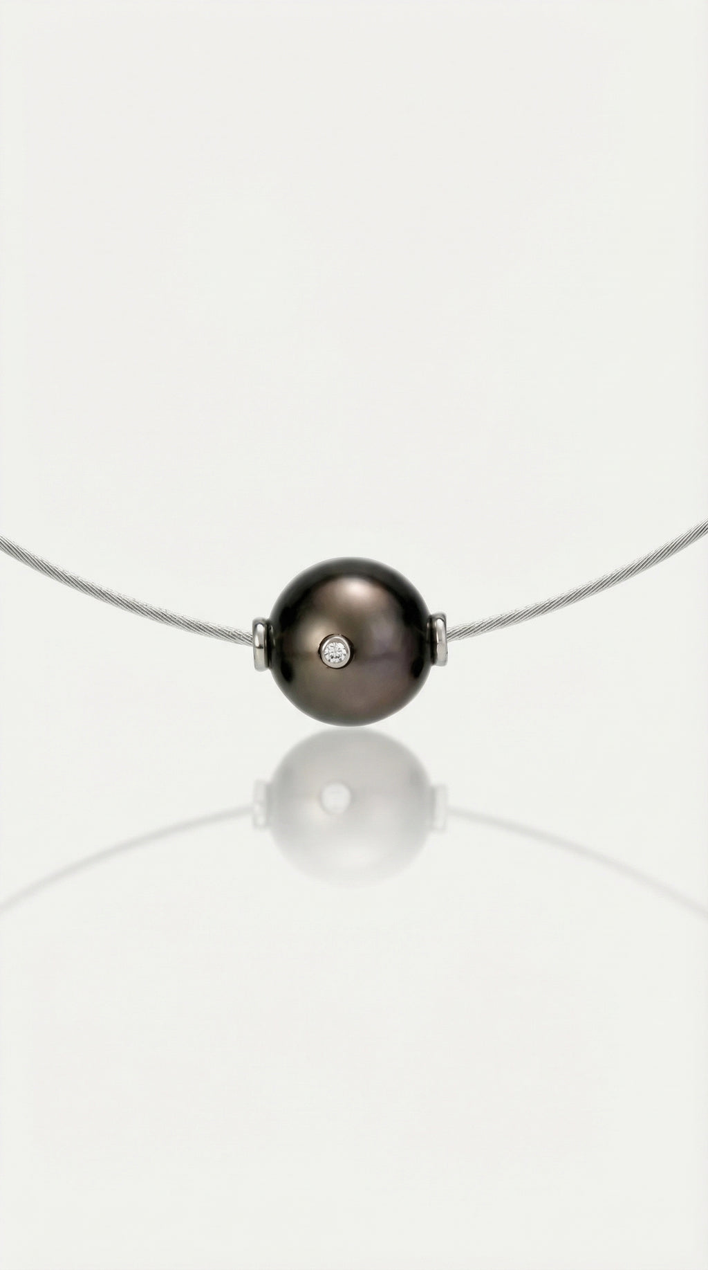 Tahitian Pearl - Round 12 mm Single Diamond Omega — Levendi Jewellers