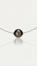 Tahitian Pearl - Round 12 mm Single Diamond Omega